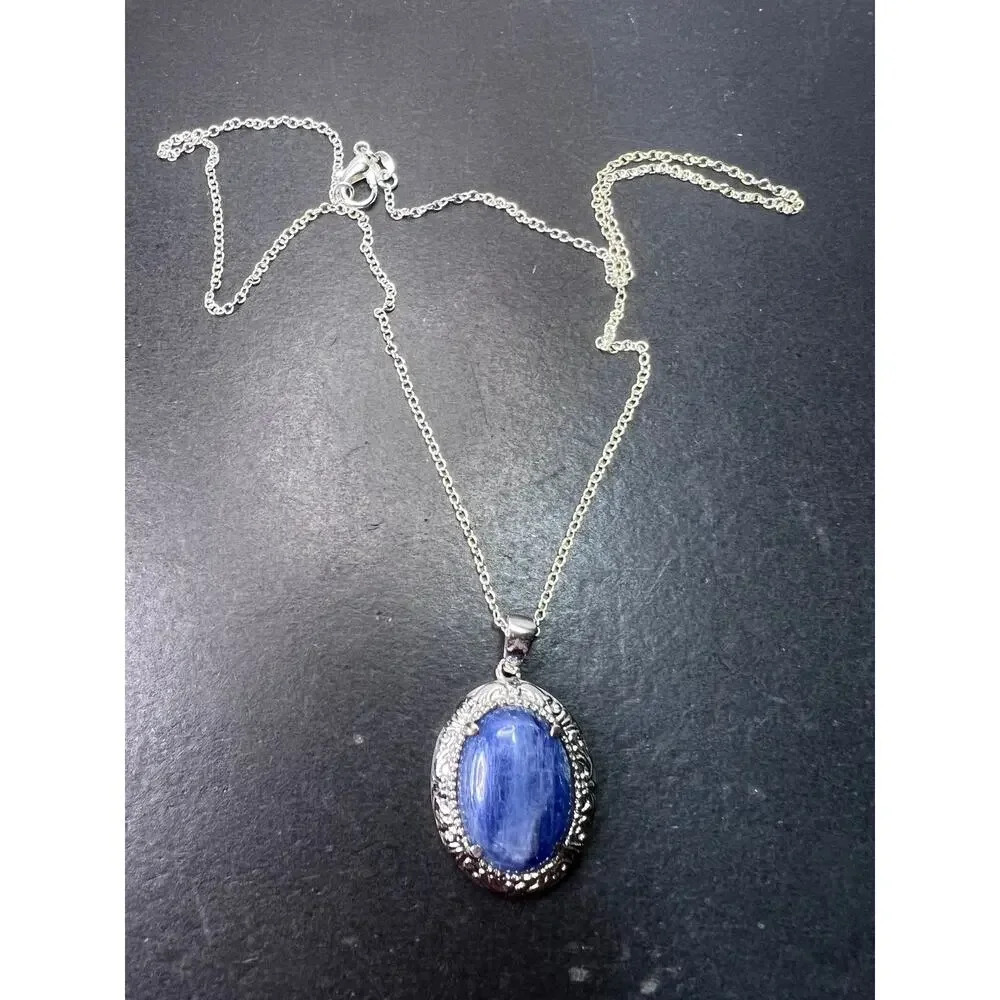Kyanite stainless steel pendant with chain
